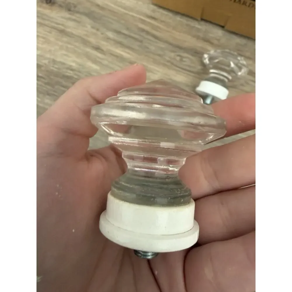 Restoration Hardware Baby & Child Vintage Glass Newel Finials Clear Set of 2 NIB